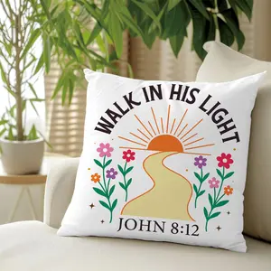 Colorful Floral Bible Text Pillow Cover, Single-Sided Print, Home Decor for Living Room Bedroom, No Filler Included