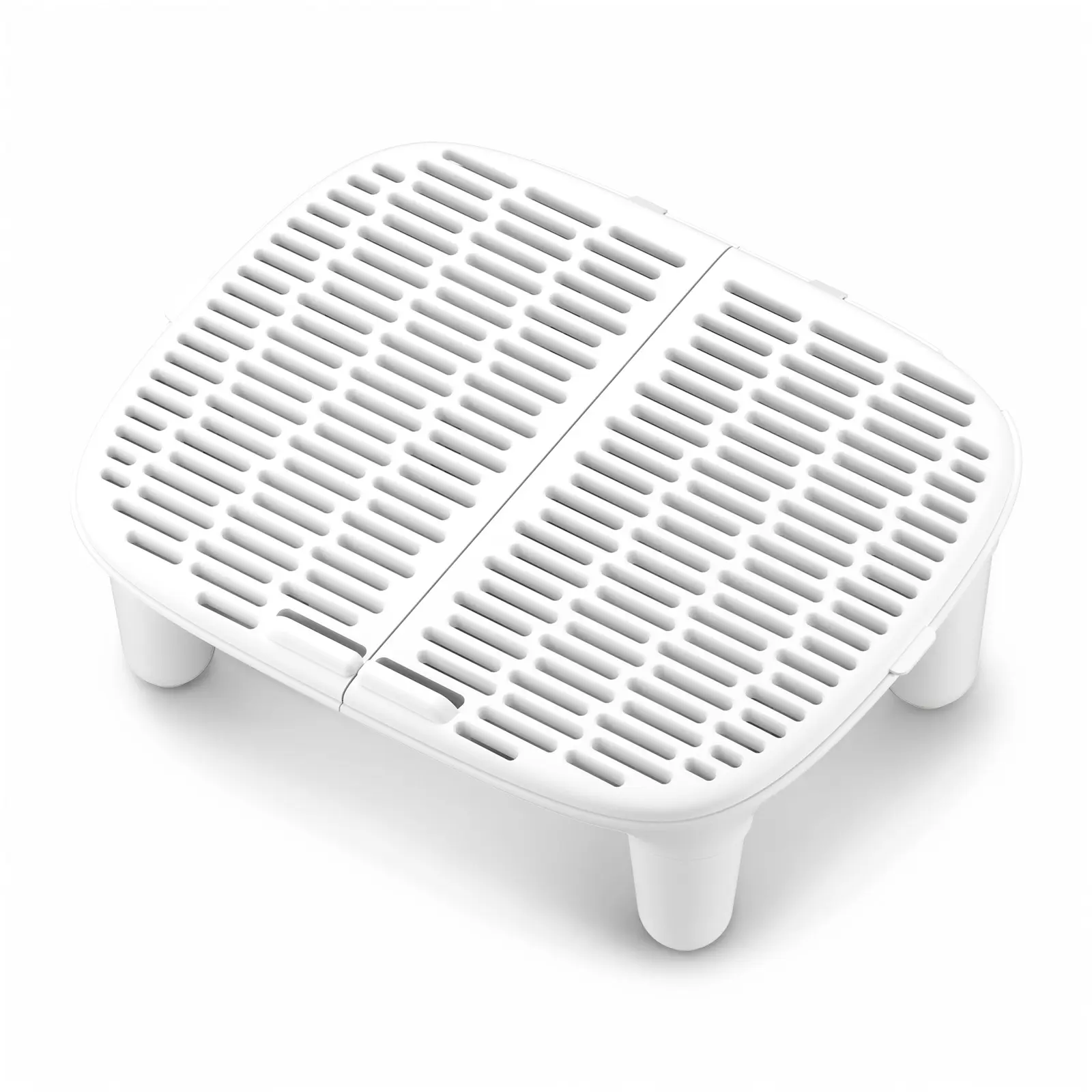 Cat Litter Box Ramp with Removable Sturdy Base, Ergonomic Slope Anti-Slip Inclined Step Catcher, 16.6×12.6×5.6 Inches Breathable Mesh Honeycomb Litter Box Platform for Small & Senior Cats (White)#tiktokshopbacktoschool