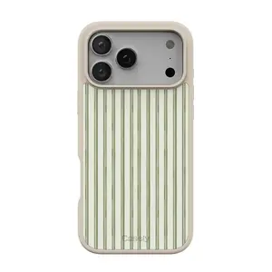 Casely iPhone 17 Pro Max Case | The Boyfriend Collection | Linen Stripe | Align Soft-Touch Flexible Bumper Case | Compatible with MagSafe