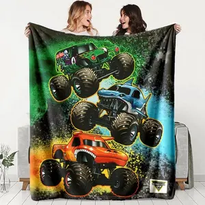 Monster Jam Monster Truck Flannel Blanket, Soft & Warm Polyester Fiber Throw, Ideal Gift for All Seasons gift Dream Weave Home