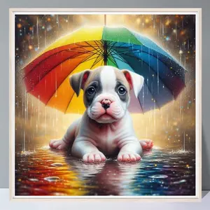 Dog Pattern 5D DIY Diamond Painting Without Frame,With Tools Diamond Art Kits Umbrella Decor For Room
