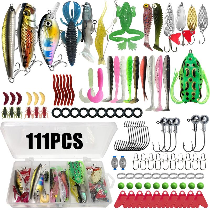 Fishing Lure Set, Crank Bait, Rotary Soft Plastic Worm Triple Hook Fish Hooks Lead Pendant Accessories, Durable Fishing Gear Kit, Artificial Fishing Lure