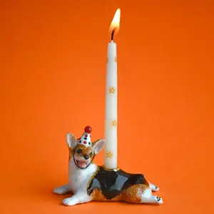 Porcelain Dog Cake Topper Tri-Color Corgi Birthday Candle Holder Camp Hollow Timeless Treasure Collectable Figurine Keepsake Etsy Exclusive