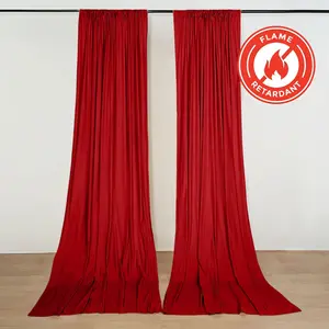 2 Pack 5ftx10ft Red Scuba Polyester Backdrop Drape Curtains, Durable Flame Resistant Event Divider Panels Wrinkle Free With Rod Pockets