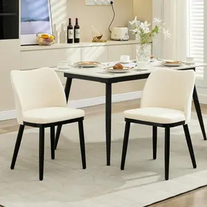 Dining Chairs Set of 2: Upholstered Velvet Dining Room Side Chairs, Chair for Dining Table with Padded Seat and Wood Legs-Modern Dining Chairs for Kitchen, Restaurant, Living Room, Cafe