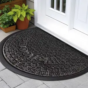 Thick Entrance Door Mat, Half Round Entry Rug, Rubber Home Door Pad, Luxurious Living Room Welcome Mat, Anti-Slip Floor Mat, Home Decor Rug