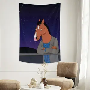 1pc BoJack Horseman Poster Tapestry - TV Show Decor Wall Hanging With BoJack Character, Peach Light Beige Texture For Dorm, Living Room, Bedroom - Perfect Gift For Fans (No Electricity Needed)