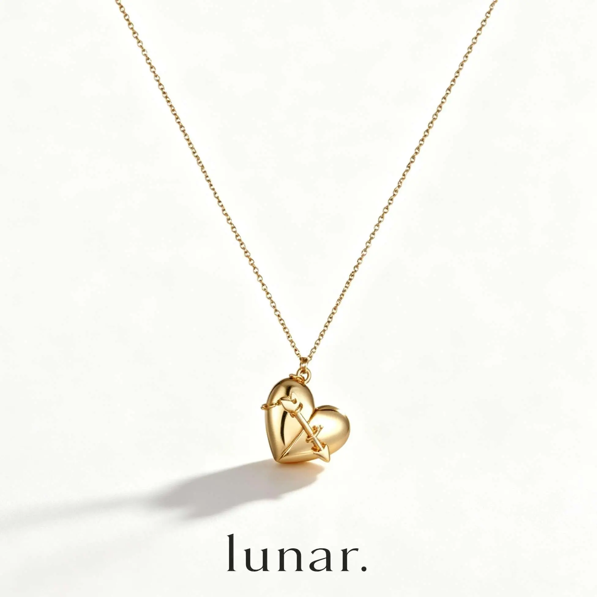 Lunar Adjustable O Chain Heart Locket Necklace With Cupid Arrow, Openable Pendant Holds Tiny Pictures & Secret Notes Meaningful Jewelry Gift For Girlfriend Mom Best Friend