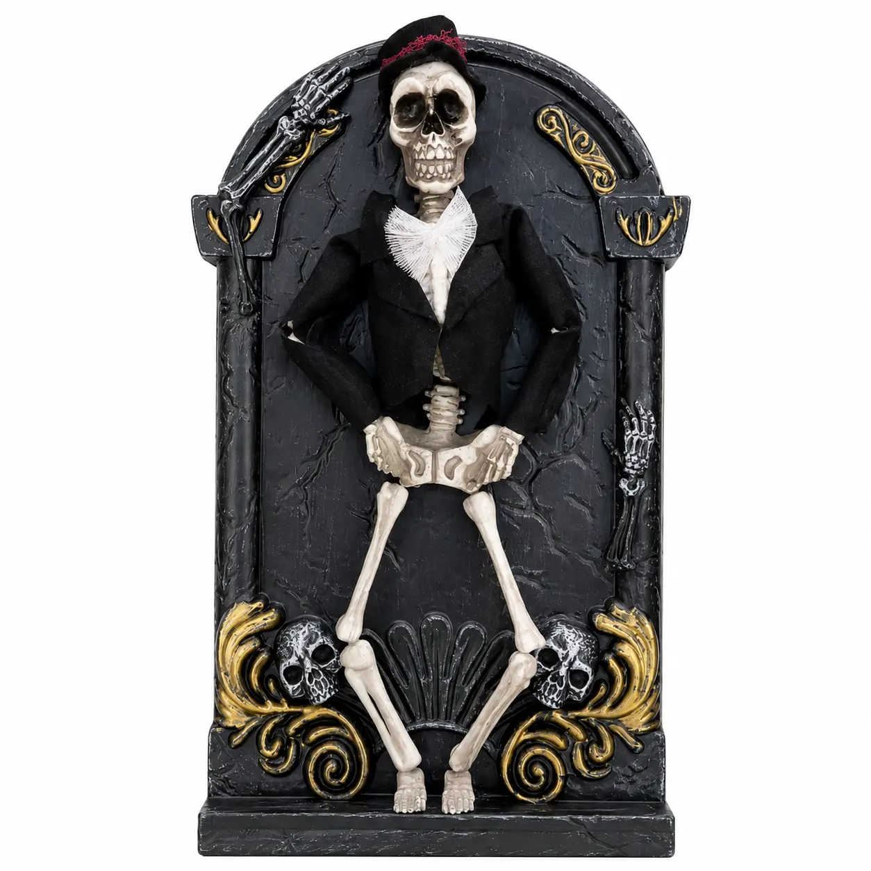 Skeleton Groom Wall Decor – Gothic Halloween Plaque in Suit & Top Hat