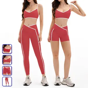 Women Nude-Soft Seamless Color Block Activewear Set, Tight Stretchy High Elastic Yoga Suit, Sweatproof Running Gym Sports Clothing