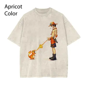 Char x Ace T-shirt, Anime one piece - pokebon Graphic Tee, PKM T-shirt, Fire Duo Anime Shirt, Cute Flame Creature Graphic Tee, Adventure Manga Aesthetic T-Shirt, Y2K Soft Streetwear Outfit Womenswear Top