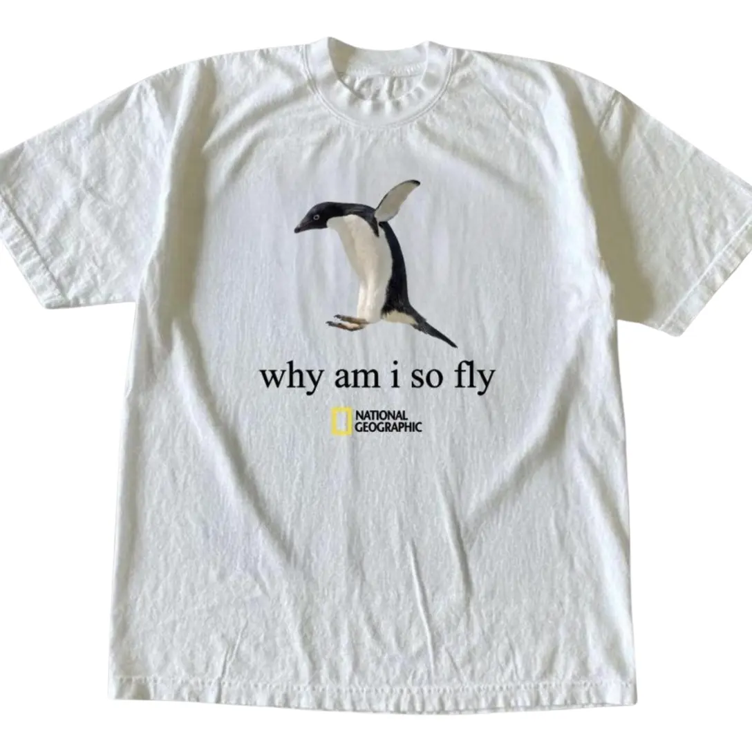 Penguin “Why Am I So Fly” T-Shirt, Ocean Shirt, Animal Tee, Gifts Shirt, Unisex Vintage Graphic Tees Gothic Grunge Y2k Emo Scene Amity Affliction Style Clothes Men Women Streetwear