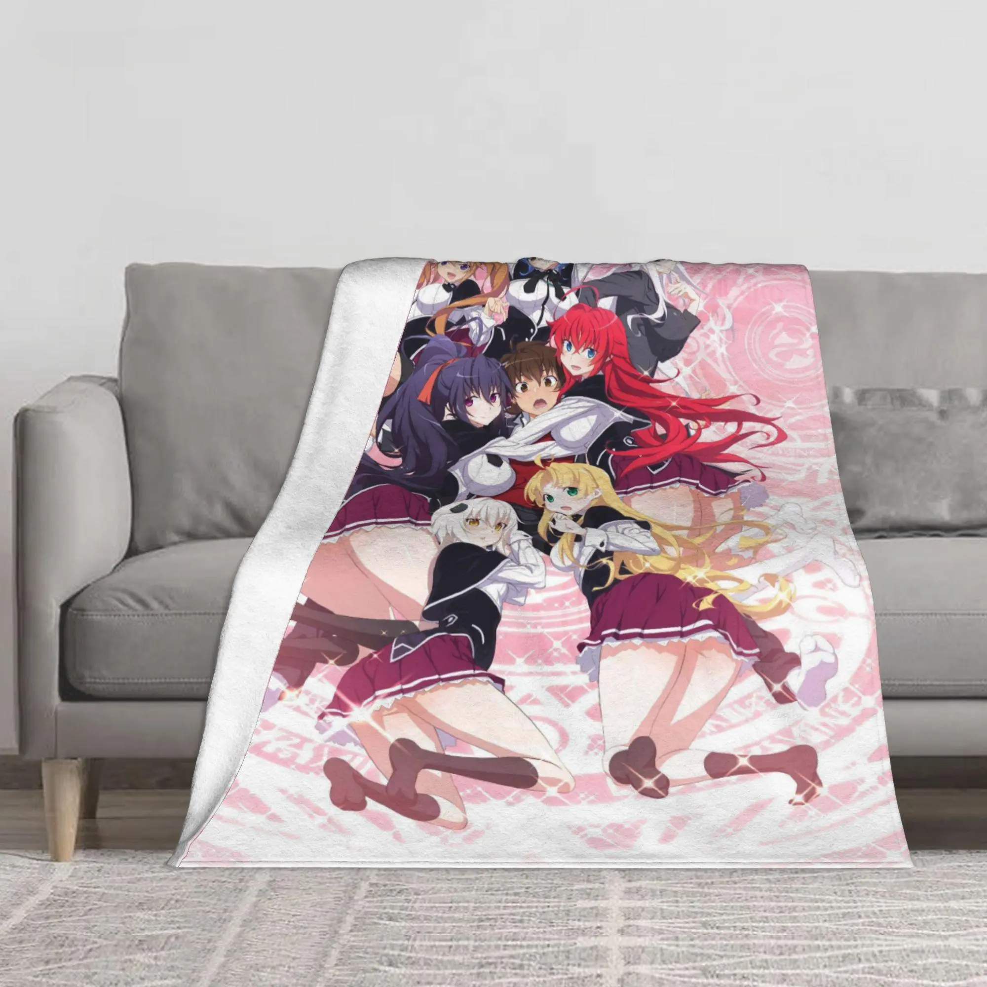 Anime High School D×D Blanket, Lightweight Soft fluffy Flannel Throw Blanket, For Couch Bed Sofa Bedroom Living Room Travel Office All Season Use