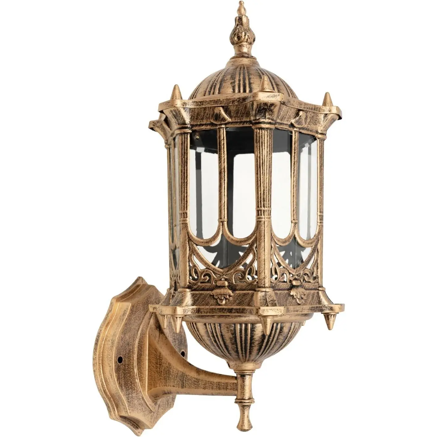 Vintage Outdoor Wall Light - Antique Brass Aluminium Glass Sconce, Waterproof Incandescent Fixture for Front Doors, Decking & Patio Lighting, All Seasons Use (Bronze)