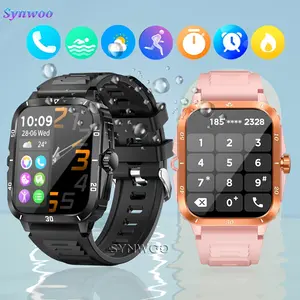 Modern Square Smartwatch, 1.96" HD Screen, 430mAh Battery, Wireless Calling, 100+ Sport Modes, Music Control, Replaceable Silicone Strap, Pedometer, Calories Tracker, Compatible with iPhone & Android Devices - Ideal Gift