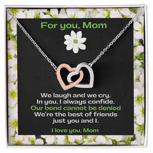 Interlocking Hearts Pendant Necklace for BFF Mom | Best Friend Mom | Gifts for Mom | Great Present for Birthdays, Mother's Day or Just Because