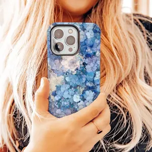 Hydrangea Spring Flowers Floral Smartphone Case, Tough Protective Cellphone Shell, Handheld Accessory Gift for Mom, Compatible with iPhone 11 12 13 14 15 16 17 Pro Max Air Plus