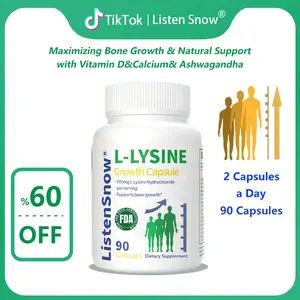 【Listensnow】Lysine Growth Capsules - L-LYSINE & Calcium Blend for Enhanced Bone Development and Stature Support - Natural Supplement