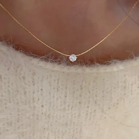 Elegant Cubic Zirconia Necklace for Women, Cz Bling, Stylish Stainless Steel Chain Single-Stone Necklace, Perfect for Daily Wear & Commuting, Versatile Fashion Jewelry Accessory, Exquisite Jewelry Gift, Decorative Accessory Necklace