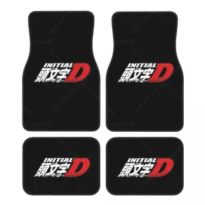 Initial D Car Floor Mats Non-Slip Carpets Rugs Front & Rear Car Foot Mats Set of 4 s Auto Accessories Decor