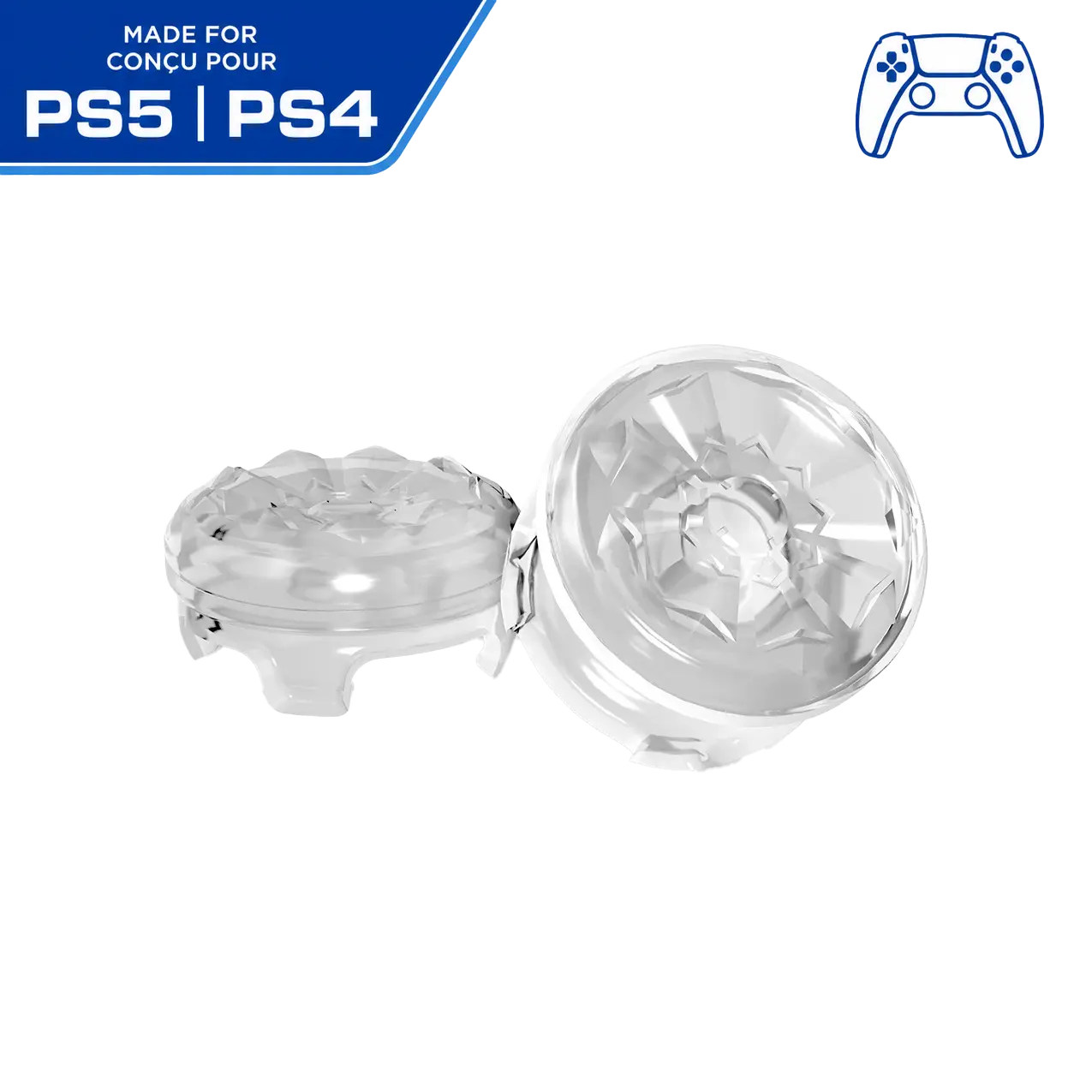 Crystal Performance Joystick Caps, Thumbsticks for PlayStation 5 (PS5) & PlayStation 4 (PS4) Controllers | Anti-Slip FPS Gaming Thumb Grips | 1 High-Rise + 1 Mid-Rise | Better Aim | Better Control | Gamer Upgrade