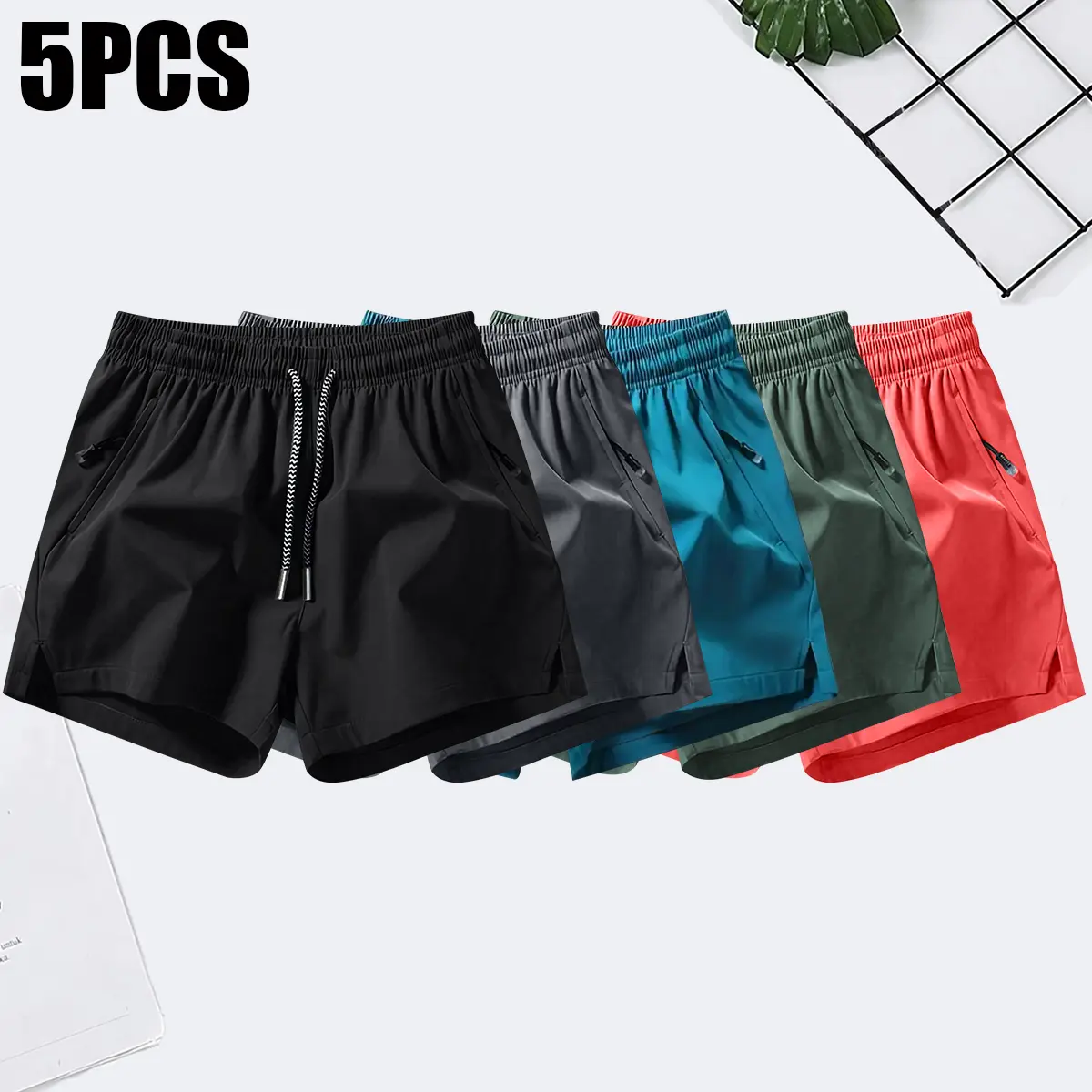 Men’s athletic shorts for summer, casual quick-dry design with an elastic waistband, drawstring, zippered pockets—durable and comfortable, suitable for gym workouts and outdoor leisure activities Men’s athletic shorts for summer, casual quick-dry design with an elastic waistband, drawstring, zippered pockets—durable and comfortable, suitable for gym workouts and outdoor leisure activities