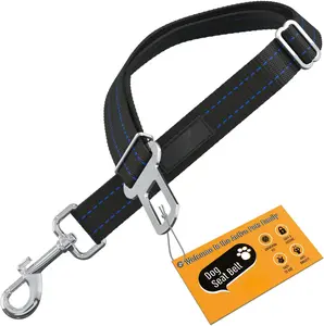 Blue Car Seat Belt for Dogs, Attaches to Harness & Collar, Adjustable 18" - 24" Travel Restraint System Fits Small - Large Pups for Safety & Comfort, Essential Pet Supplies & Accessories