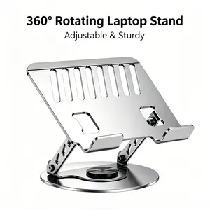 Ergonomic Laptop Stand 360 Rotating Aluminum Computer Riser Adjustable Height Notebook Holder Foldable Desktop Laptop Lift for Office Meeting Study Room Desk Accessories Cooling Ventilated Laptop Support for iPad MacBook Air PC Chromebook Surface 2026