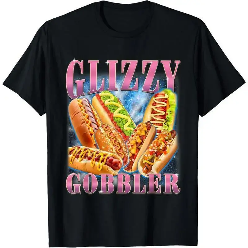 Men’s Funny Glizzy Gobbler Hot Dog Meme Graphic T-Shirt 100% Cotton Crew Neck Short Sleeve Unisex Golf Gift Casual Streetwear Summer Printed Tee Outfit