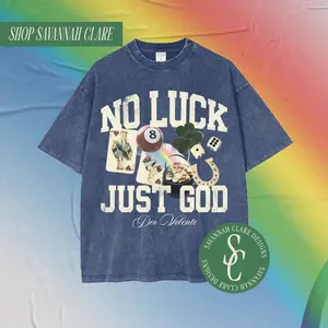 "NO LUCK, JUST GOD" Vintage Wash Graphic Tee