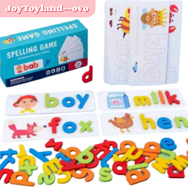 See And Spell Learning Toys, Spelling Letter Matching Game, Educational Wooden Puzzle, Ideal Learning Toy for Kids Preschool Alphabet Tool Cards