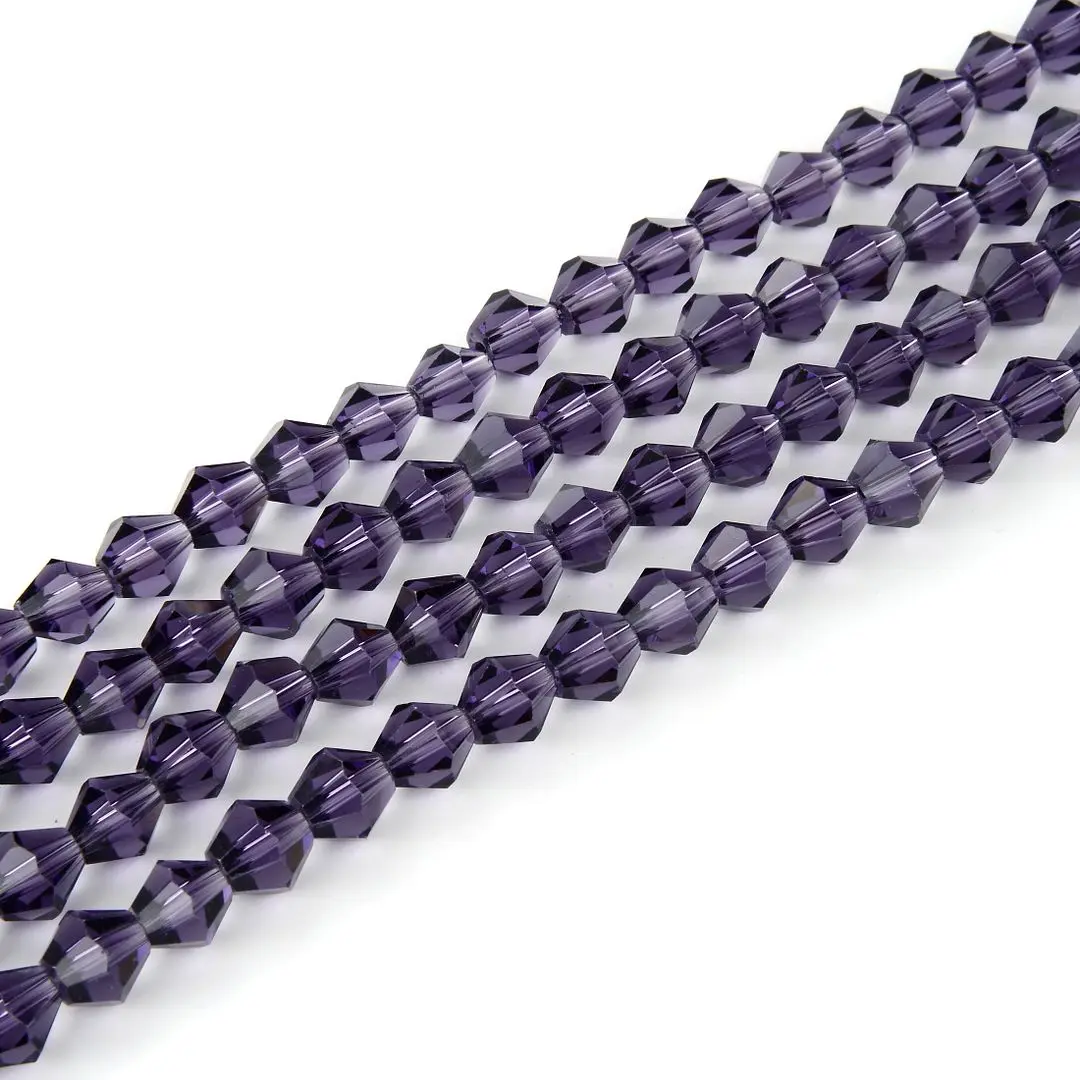 500pcs Creative Club Faceted Bicone Crystal Glass Beads, Amethyst Purple, 4mm (0.16 Inch) Small Tiny, Hole ID 0.9mm, CCB427