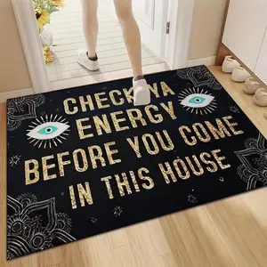 Check Your Energy Before Entering The House Letter Pattern Door Mat, Soft Washable Rugs, Non-slip Floor Mat, Decorative Carpet for Home Living Room Bedroom Kitchen, Rugs, Household Decorative Rug, Area Rug,  Floral Washable Rug Entryway