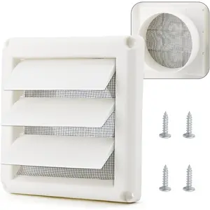 4" Dryer Vent Cover for Exterior Wall Vent Hood Outlet with Screen Includes 4 Screws 4" Dryer Vent Cover (White)