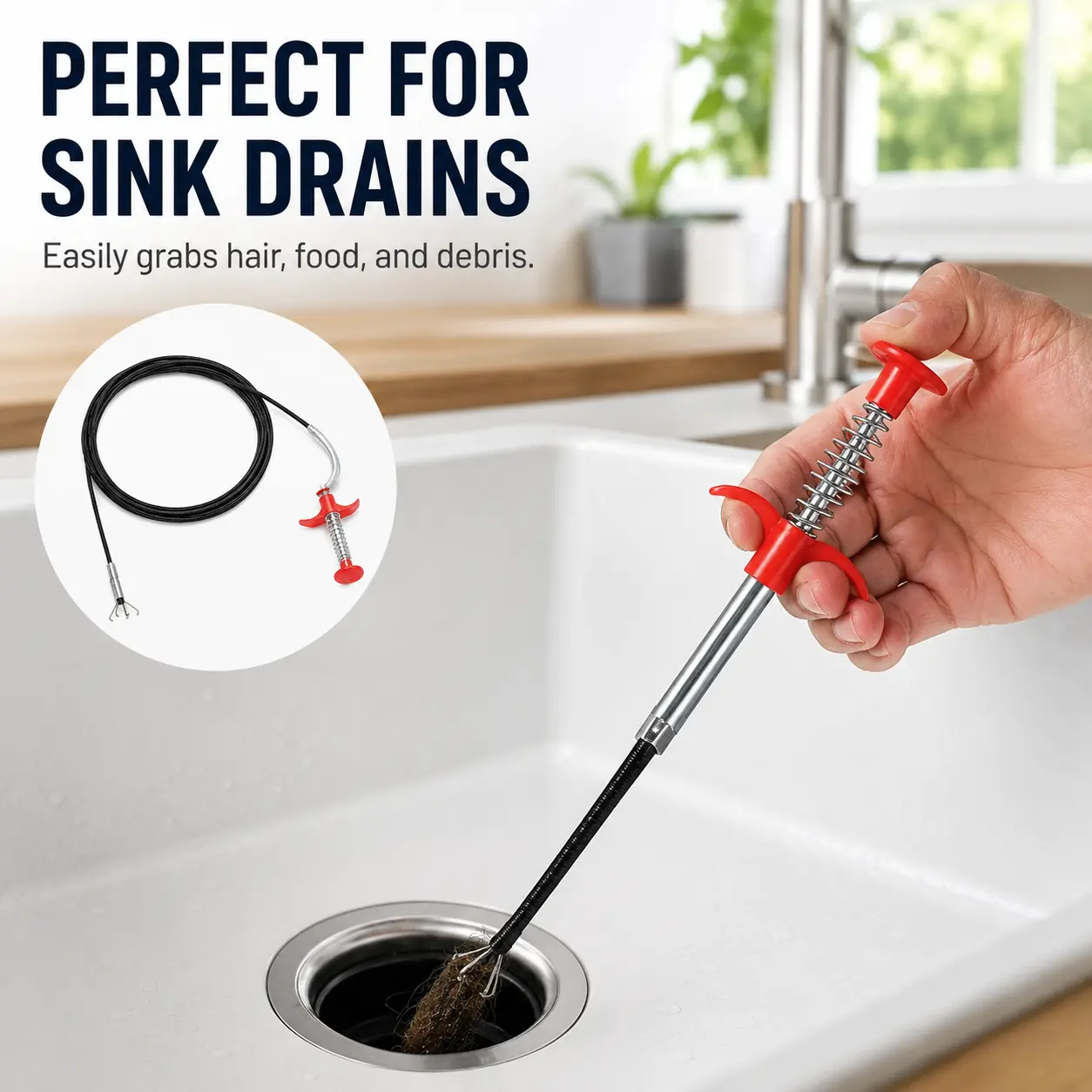1 Count sewer cleaning tools, drainclog remover, Works for toilet sink and bathtub clog