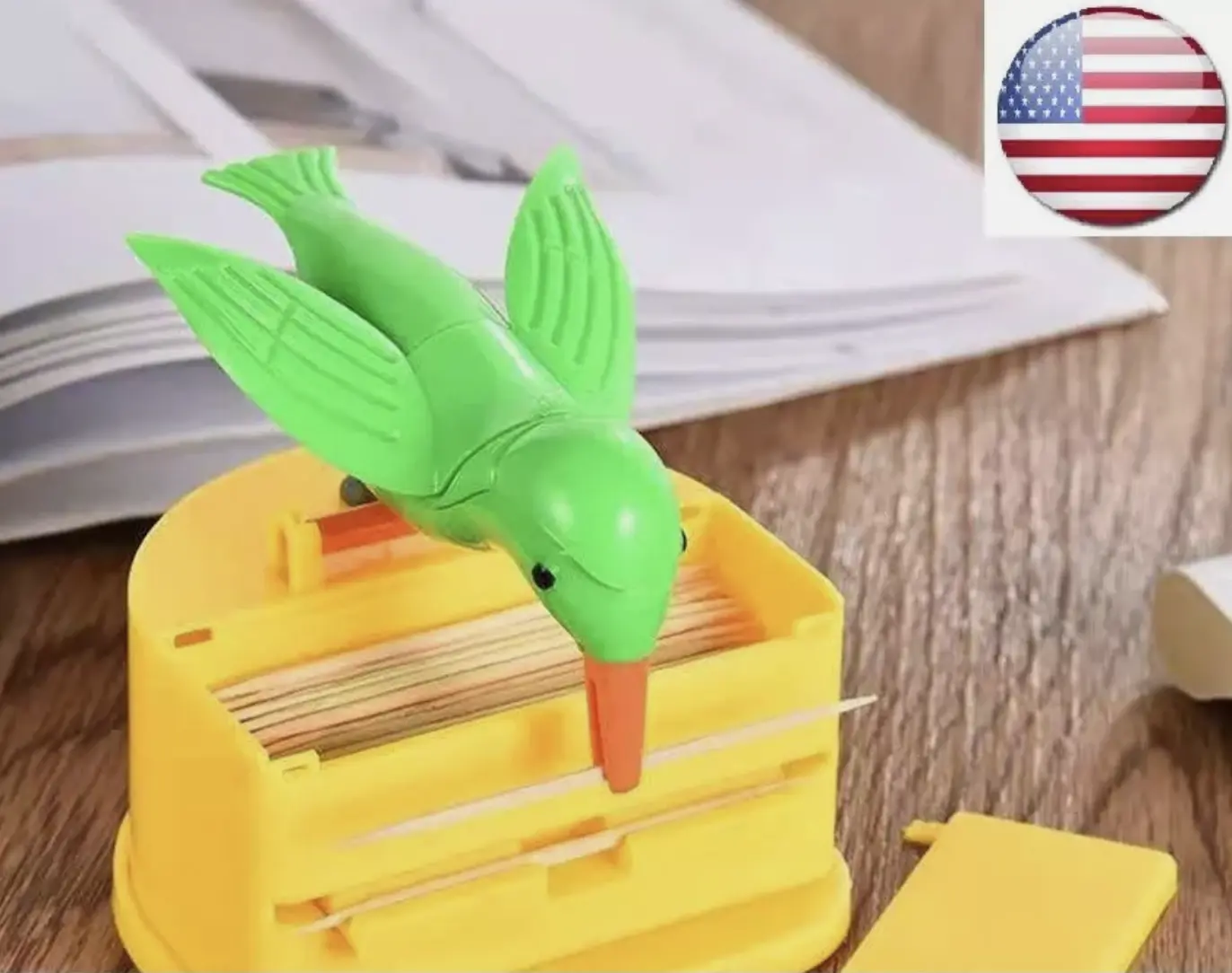 Toothpick Holder Dispenser Cute Bird Intelligent Automatic Toothpick Box US