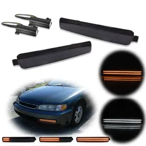 2pcs Smoke Switchback LED Signal Lights For 1996 1997 Honda Accord 2D Coupe / 4D Sedan,Replace OEM 33352SV4A02, 33352 SV4 A02, 33352-SV4-A02;  33302SV4A02, 33302 SV4 A02, 33302-SV4-A02