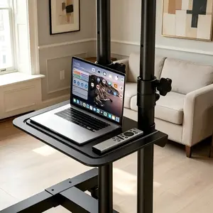 Mobile Rolling TV Cart with Lockable Wheels, Mobile Rolling TV Cart with lockable wheels and adjustable height, fitting 32-83 inch flat and curved TVs & monitors. Sturdy freestanding structure supports up to 110lbs, easy to move and place flexibly indoors