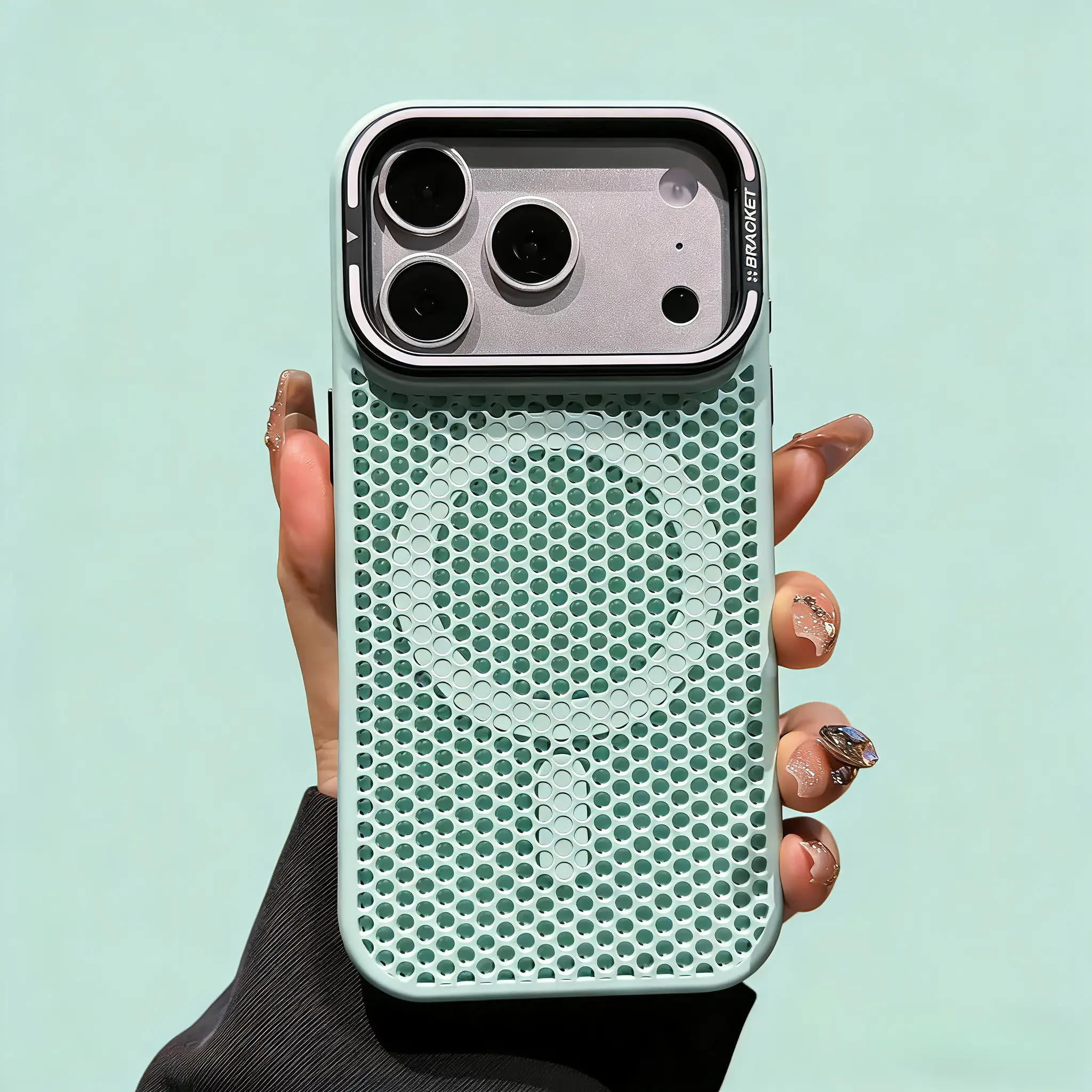Honeycomb Cooling Mesh Protective Phone Case - Aesthetic Shockproof Casing for iPhone 17 Pro Max, 16, 15, 14 with Skin-Feel Magnet, Wireless Device Protection Accessories