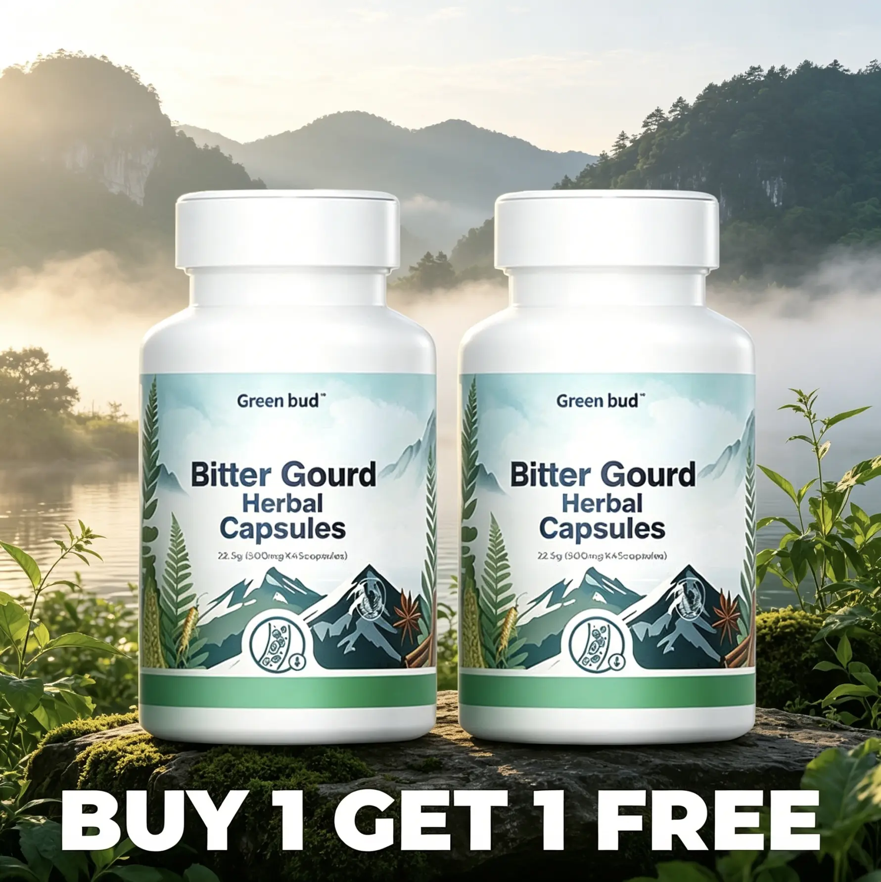 [BUY 1 GET 1 FREE] Green Bud 1 Bitter Gourd Herbal Capsules Contain Extracts of Bitter Gourd, Cinnamon, Ginseng, and Mulberry Leaves, etc.
