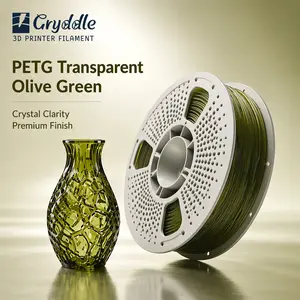 Cryddle Transparent Olive Green PETG Filament 1.75mm 3D Printer Filament, High Clarity, Premium Finish printing multi-color smooth