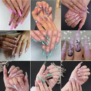Long Style Wearable Nails Detachable Fake Nail Tips Pointed Nails Nail Art Tips Press on Nails