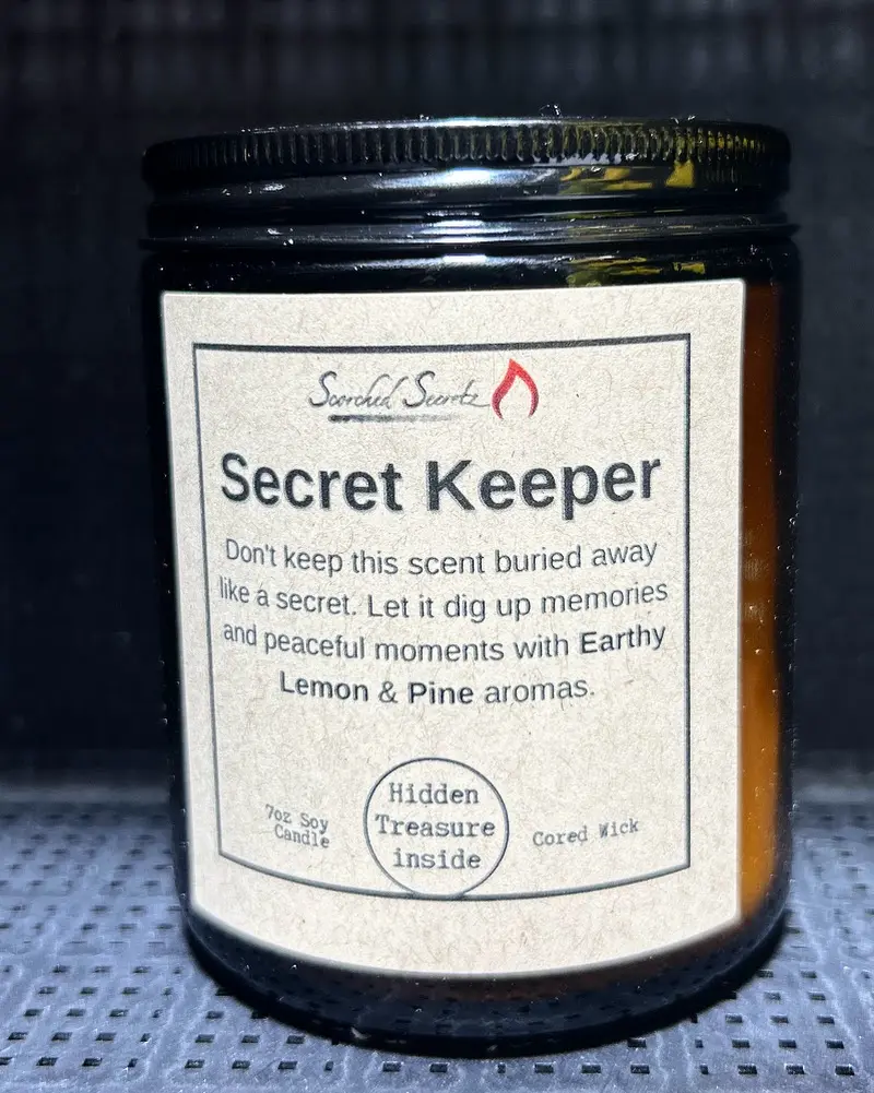 "Secret Keeper" Lemon & Pine Scented Candle | 100% Soy Wax with a Hidden Treasure