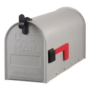 212 MAIN Grayson Classic Post-Mount Mailbox (Model 50993) - Medium Size, Galvanized Steel Construction, Rustproof, Gray Finish
