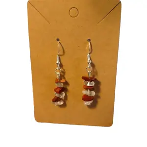 Red Jasper & Clear Quartz Balance & Harmony Silver Earrings Natural Crystal Chips Handcrafted Jewelry