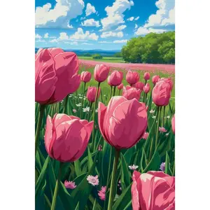 Flowers Diamond painting, Tulips, Crystal Diamond Painting Kit, Frameless