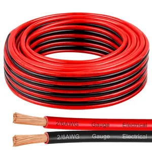 6 Gauge Wire 25 , 6/2 AWG Pure Copper Wire, 6AWG 2 Conductors Red Black  Free Stranded Low  Wire for Solar Panel, Automotive, Audio Auto, LED Lighting(6 AWG 25FT)