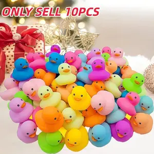 10 Piece Colorful Rubber Ducks, Bath Shower Floats, Summer Beach Pool Party Supplies, Sound-Activated Water Play Toys, Birthday Gift Festive Decorations