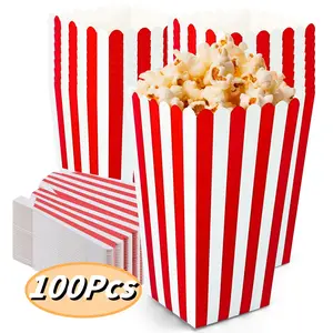 Popcorn Bags Mini Popcorn Boxes for Party,100 Pack Bulk Popcorn Snack Container for Movie Night for Birthday Party Favors Supplies (3x5in)