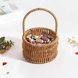 Mini Rattan Woven Hand Basket, Living Room Storage Basket, Gift Basket, Shelf Baskets